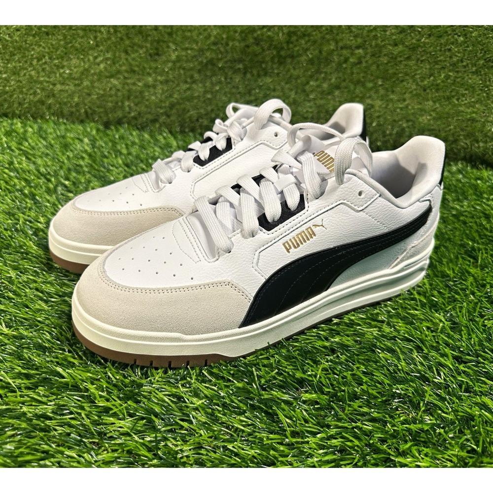PUMA Low Top Lace-Up Sneakers White/Black Men's Solid Athletic 403840-01 Size 10